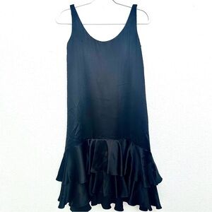 100% Silk Midi Dress Dark Romantic Soft Goth New Year’s Party Black Size US 0